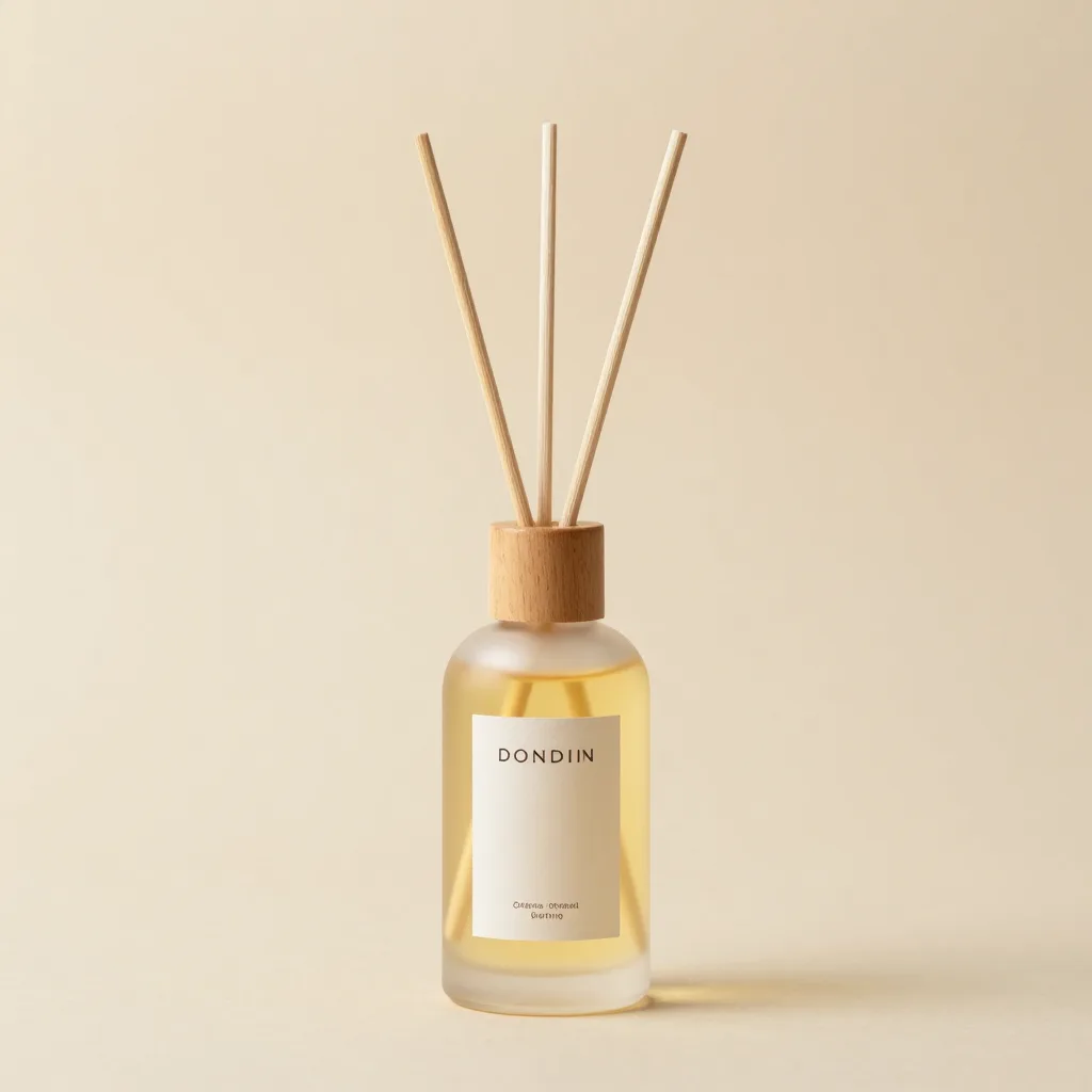 A bottle of diffuser oil on a light background
